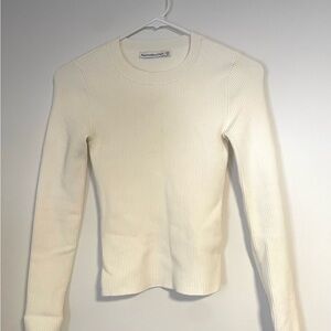 Abercrombie Cream Ribbed Long Sleeve Sweater
